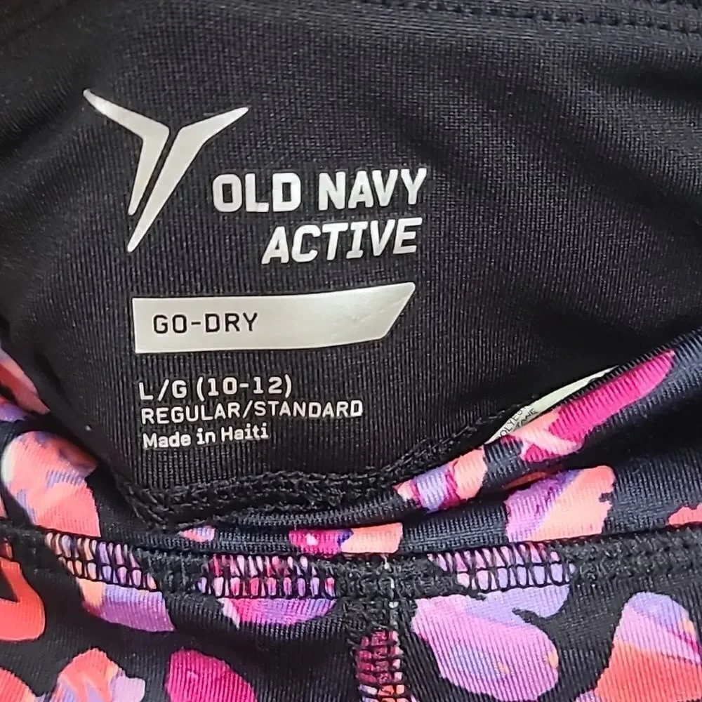 Old Navy Active Girls L 10/12 Pink Dot Legging Quick Dry Workout Yoga Pants